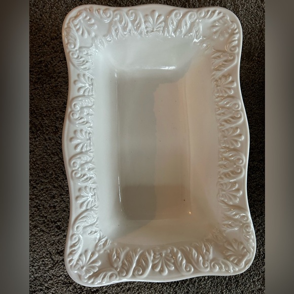 1950’s BIZZIRRI Made Italy Off White Scalloped Ceramic Rectangle Serving Dish x3 - Picture 3 of 11